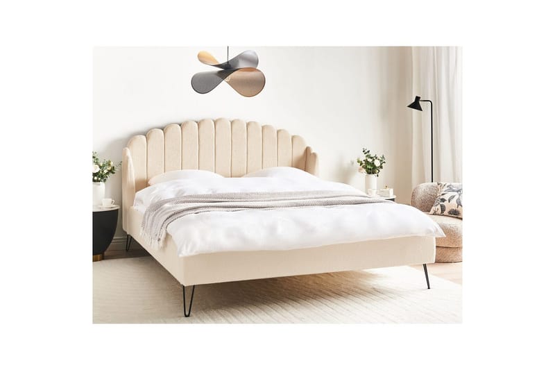 Säng med lamellram Ambillou - Beige, svart, 180x200 cm - Möbler - Sovrum - Sängram & sängstomme