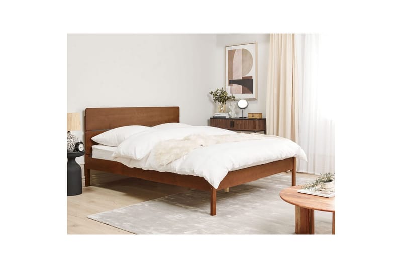 Säng med lamellram Boisset - Brun/Gummiträ, 160x200 cm - Möbler - Sovrum - Sängram & sängstomme