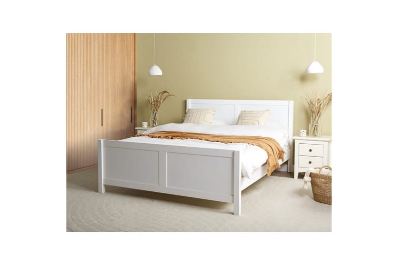 Säng med lamellram Champagnat - Vit, 160x200 cm - Möbler - Sovrum - Sängram & sängstomme