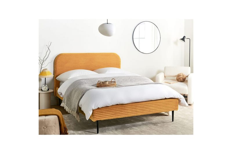 Säng med lamellram Flayat - Orange, svart, 140x200 cm - Möbler - Sovrum - Sängram & sängstomme