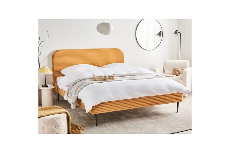 Säng med lamellram Flayat - Orange, svart, 160x200 cm - Möbler - Sovrum - Sängram & sängstomme