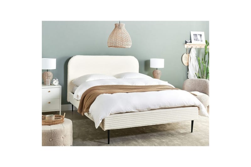 Säng med lamellram Flayat - Vit, Svart, 140x200 cm - Möbler - Sovrum - Sängram & sängstomme