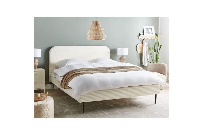 Säng med lamellram Flayat - Vit, Svart, 160x200 cm - Möbler - Sovrum - Sängram & sängstomme