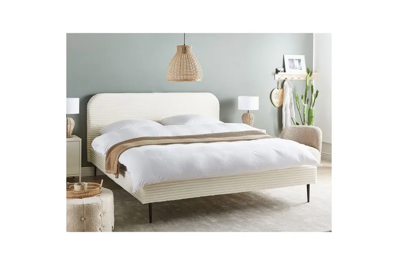 Säng med lamellram Flayat - Vit, Svart, 180x200 cm - Möbler - Sovrum - Sängram & sängstomme