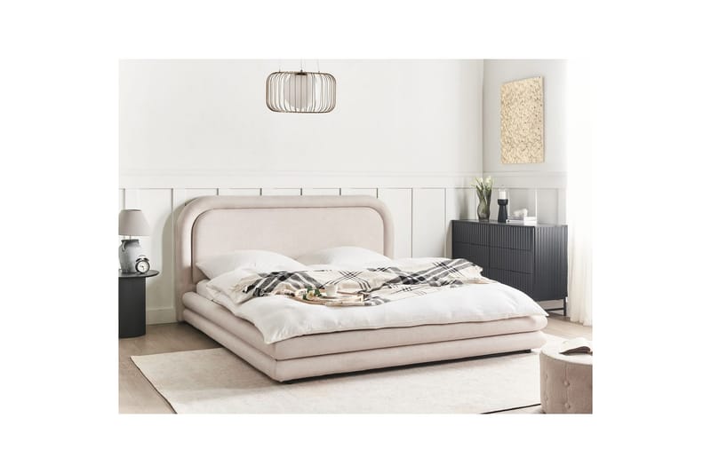 Säng med lamellram Lavardens - Ljusbeige, svart, 180x200 cm - Möbler - Sovrum - Sängram & sängstomme