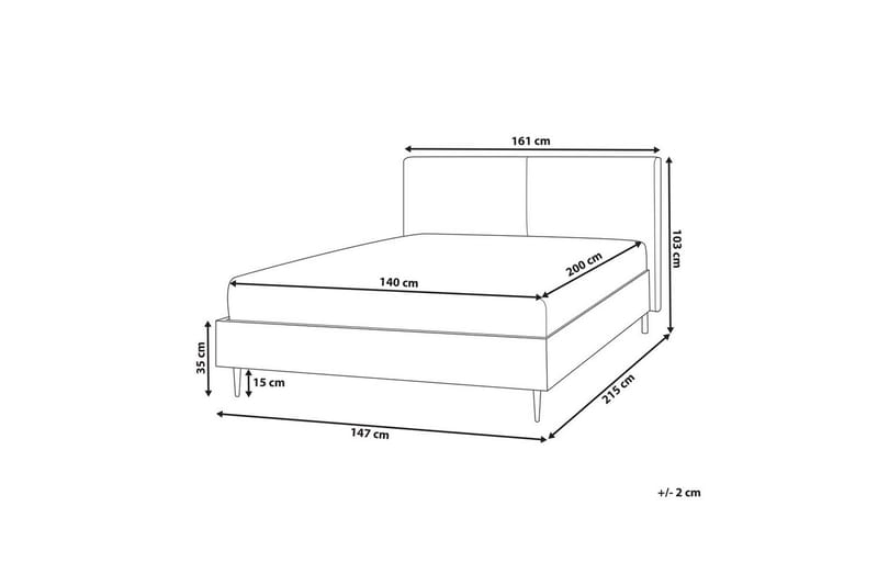 Säng med lamellram Limanton - Beige, ljust trä, svart/Bouclé, 140x200 cm - Möbler - Sovrum - Sängram & sängstomme