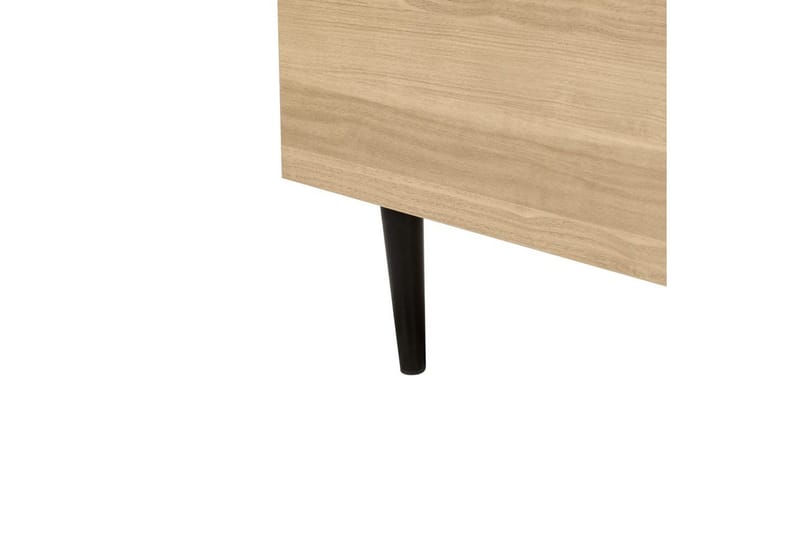 Säng med lamellram Limanton - Beige, ljust trä, svart/Bouclé, 140x200 cm - Möbler - Sovrum - Sängram & sängstomme
