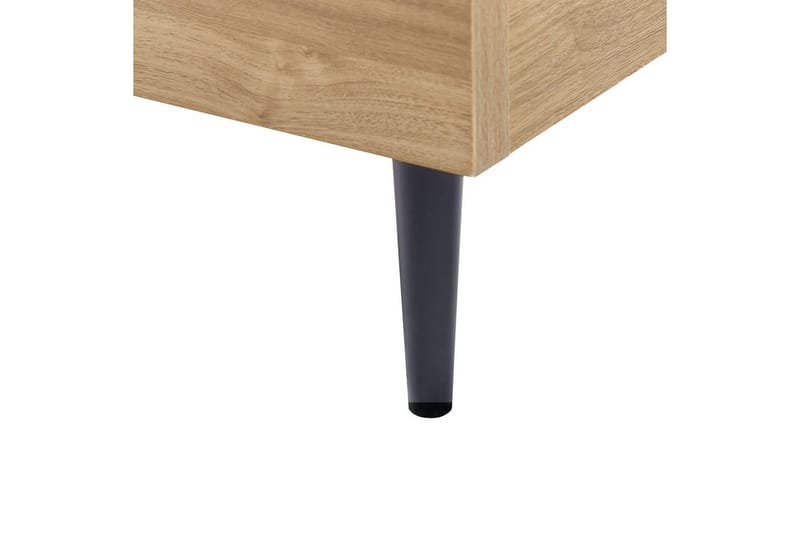 Säng med lamellram Limanton - Brunt, ljust trä, svart/Konstläder, 140x200 cm - Möbler - Sovrum - Sängram & sängstomme