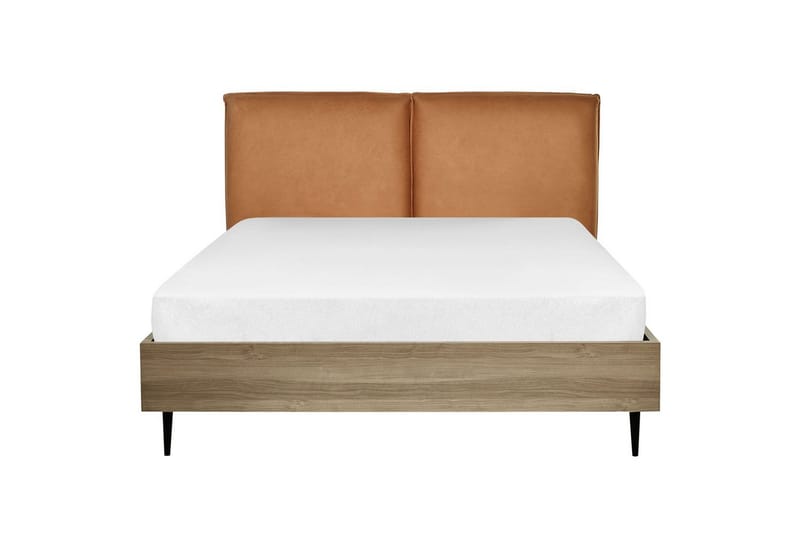 Säng med lamellram Limanton - Brunt, ljust trä, svart/Konstläder, 140x200 cm - Möbler - Sovrum - Sängram & sängstomme