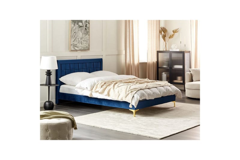 Säng med lamellram Limoux - Blå, 140x200 cm - Möbler - Sovrum - Sängram & sängstomme