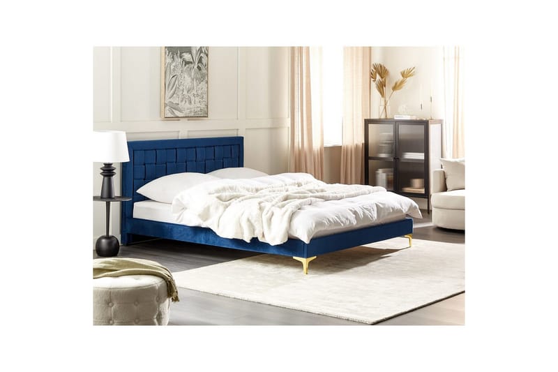 Säng med lamellram Limoux - Blå, 160x200 cm - Möbler - Sovrum - Sängram & sängstomme