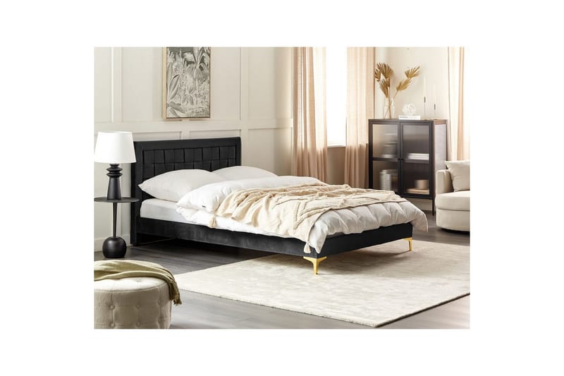Säng med lamellram Limoux - Svart, 140x200 cm - Möbler - Sovrum - Sängram & sängstomme