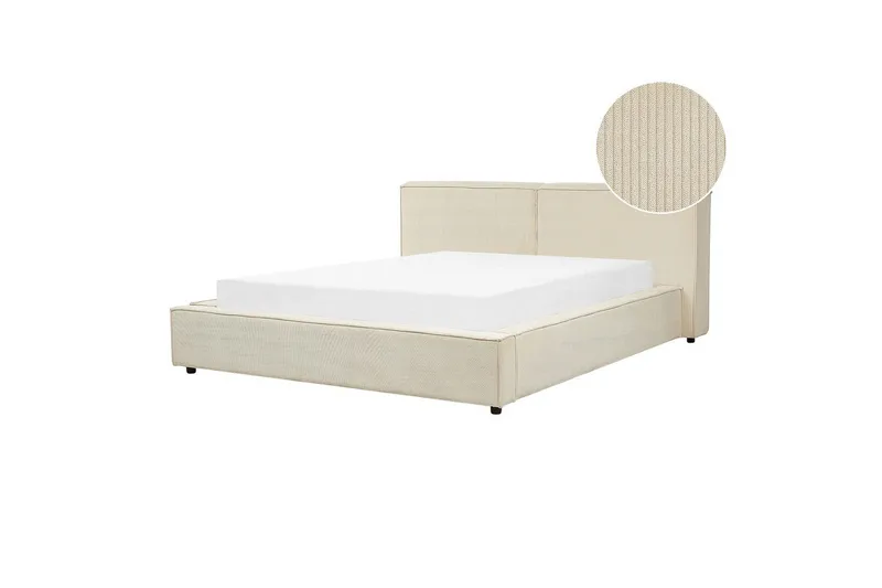 Säng med lamellram Linards, Beige/Manchestertyg, 160x200 cm