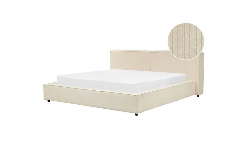 Säng med lamellram Linards - Beige/Manchestertyg, 180x200 cm - Möbler - Sovrum - Sängram & sängstomme