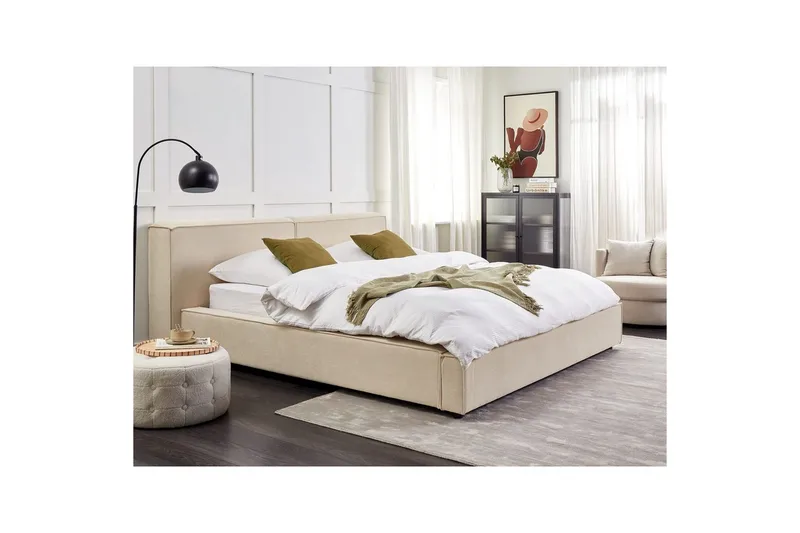 Säng med lamellram Linards - Beige/Manchestertyg, 180x200 cm - Möbler - Sovrum - Sängram & sängstomme