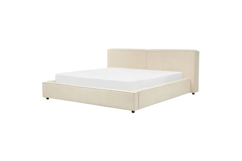 Säng med lamellram Linards - Beige/Manchestertyg, 180x200 cm - Möbler - Sovrum - Sängram & sängstomme