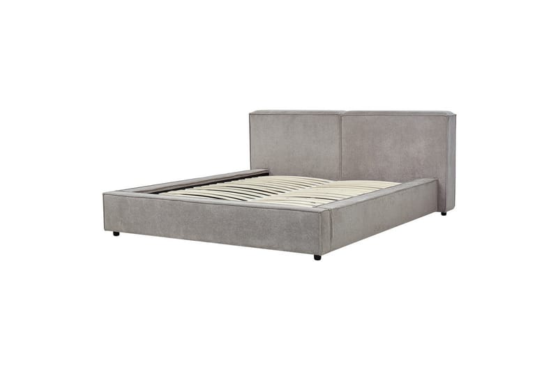Säng med lamellram Linards - Grå/Polyester, 160x200 cm - Möbler - Sovrum - Sängram & sängstomme