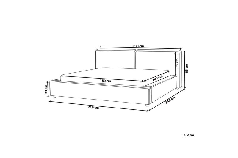 Säng med lamellram Linards - Grå/Polyester, 180x200 cm - Möbler - Sovrum - Sängram & sängstomme