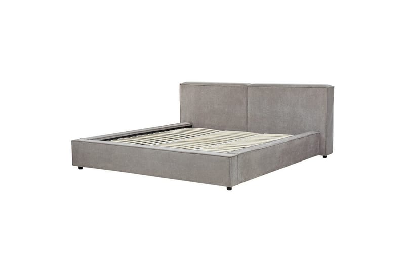 Säng med lamellram Linards - Grå/Polyester, 180x200 cm - Möbler - Sovrum - Sängram & sängstomme