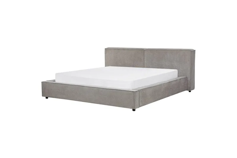 Säng med lamellram Linards - Grå/Polyester, 180x200 cm - Möbler - Sovrum - Sängram & sängstomme