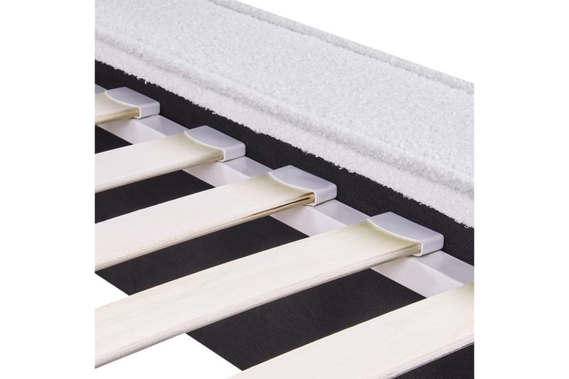 Säng med lamellram Linards - Vit/Bouclé, 160x200 cm - Möbler - Sovrum - Sängram & sängstomme