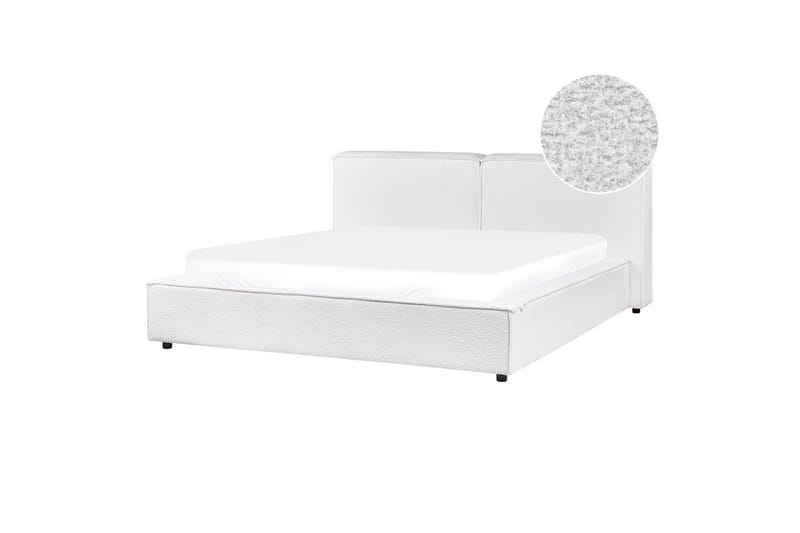 Säng med lamellram Linards - Vit/Bouclé, 160x200 cm - Möbler - Sovrum - Sängram & sängstomme