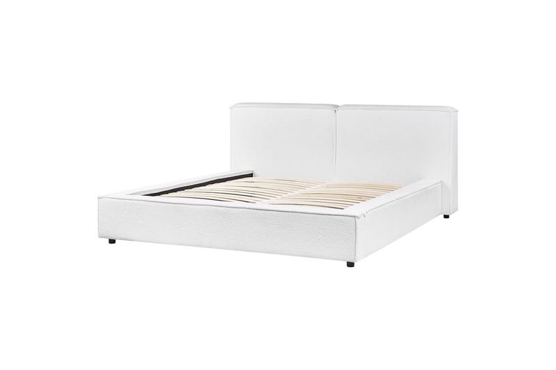 Säng med lamellram Linards - Vit/Bouclé, 160x200 cm - Möbler - Sovrum - Sängram & sängstomme