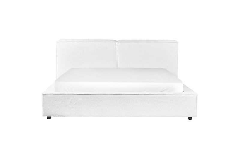 Säng med lamellram Linards - Vit/Bouclé, 160x200 cm - Möbler - Sovrum - Sängram & sängstomme