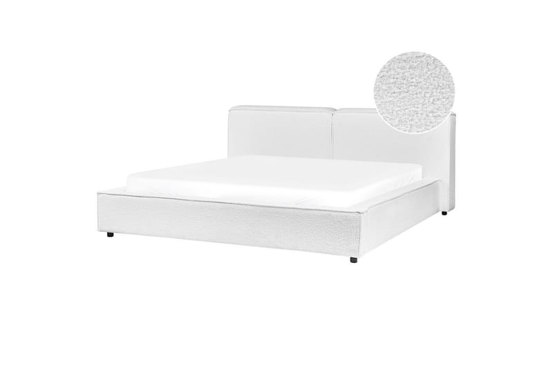 Säng med lamellram Linards - Vit/Bouclé, 180x200 cm - Möbler - Sovrum - Sängram & sängstomme