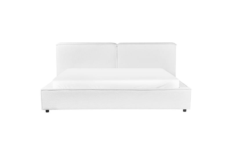 Säng med lamellram Linards - Vit/Bouclé, 180x200 cm - Möbler - Sovrum - Sängram & sängstomme