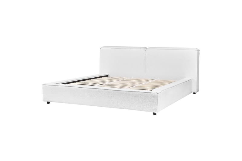 Säng med lamellram Linards - Vit/Bouclé, 180x200 cm - Möbler - Sovrum - Sängram & sängstomme