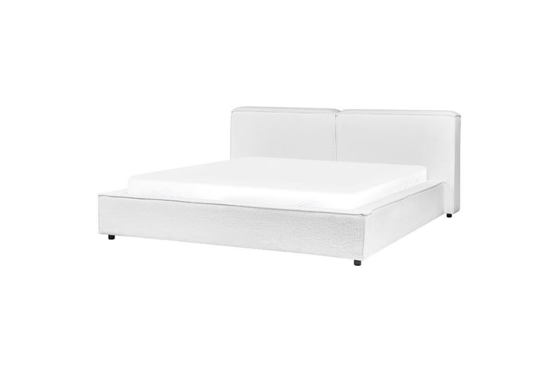 Säng med lamellram Linards - Vit/Bouclé, 180x200 cm - Möbler - Sovrum - Sängram & sängstomme