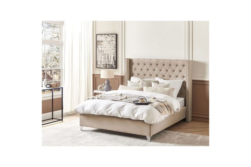 Säng med lamellram Lubbon - Beige, Silver, 140x200 cm - Möbler - Sovrum - Sängram & sängstomme