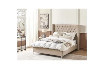 Säng med lamellram Lubbon - Beige, Silver, 140x200 cm - Möbler - Sovrum - Sängram & sängstomme