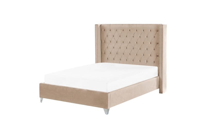 Säng med lamellram Lubbon, Beige, Silver, 140x200 cm