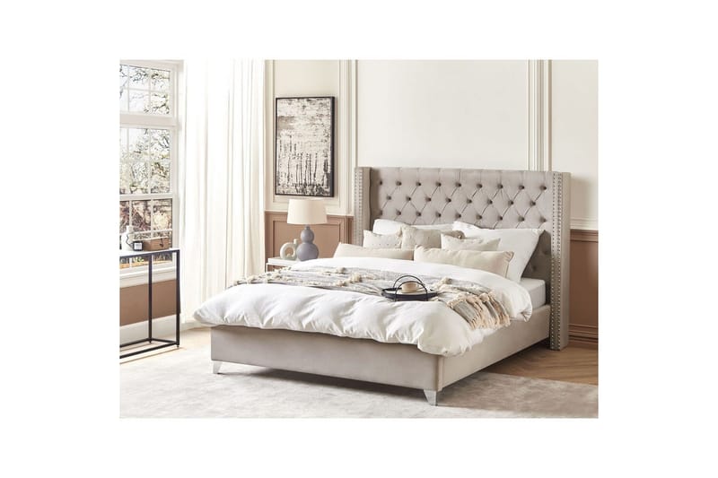 Säng med lamellram Lubbon - Ljusgrå, Silver, 180x200 cm - Möbler - Sovrum - Sängram & sängstomme