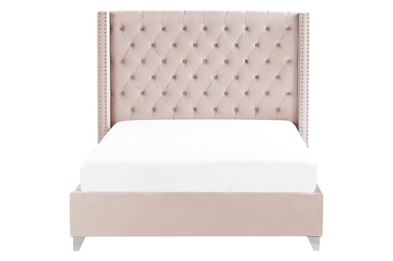 Säng med lamellram Lubbon - Rosa, Silver, 160x200 cm - Möbler - Sovrum - Sängram & sängstomme