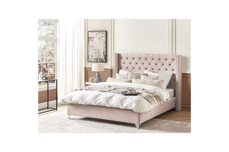 Säng med lamellram Lubbon - Rosa, Silver, 180x200 cm - Möbler - Sovrum - Sängram & sängstomme