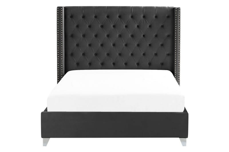 Säng med lamellram Lubbon - Svart, Silver, 160x200 cm - Möbler - Sovrum - Sängram & sängstomme