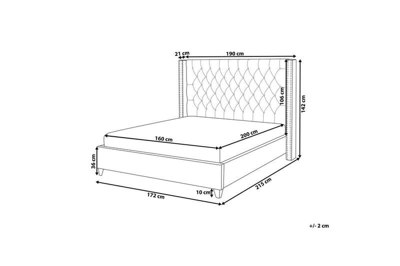 Säng med lamellram Lubbon - Svart, Silver, 160x200 cm - Möbler - Sovrum - Sängram & sängstomme