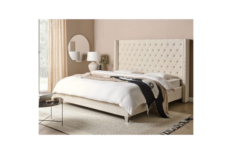 Säng med lamellram Lubbon - Vit, Silver, 180x200 cm - Möbler - Sovrum - Sängram & sängstomme