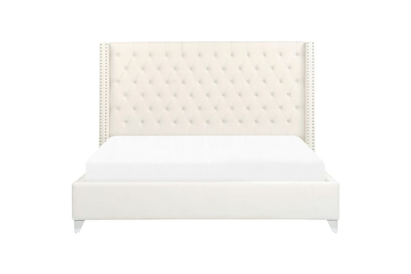 Säng med lamellram Lubbon - Vit, Silver, 180x200 cm - Möbler - Sovrum - Sängram & sängstomme