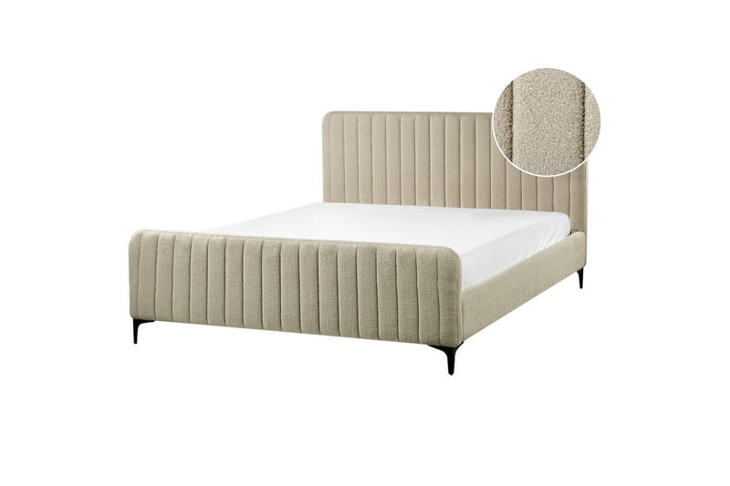 Säng med lamellram Lunan - Beige, svart/Bouclé, 160x200 cm - Möbler - Sovrum - Sängram & sängstomme