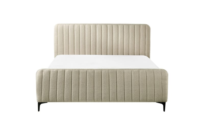 Säng med lamellram Lunan - Beige, svart/Bouclé, 160x200 cm - Möbler - Sovrum - Sängram & sängstomme