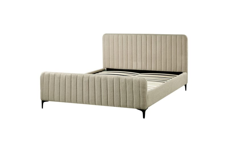 Säng med lamellram Lunan - Beige, svart/Bouclé, 160x200 cm - Möbler - Sovrum - Sängram & sängstomme