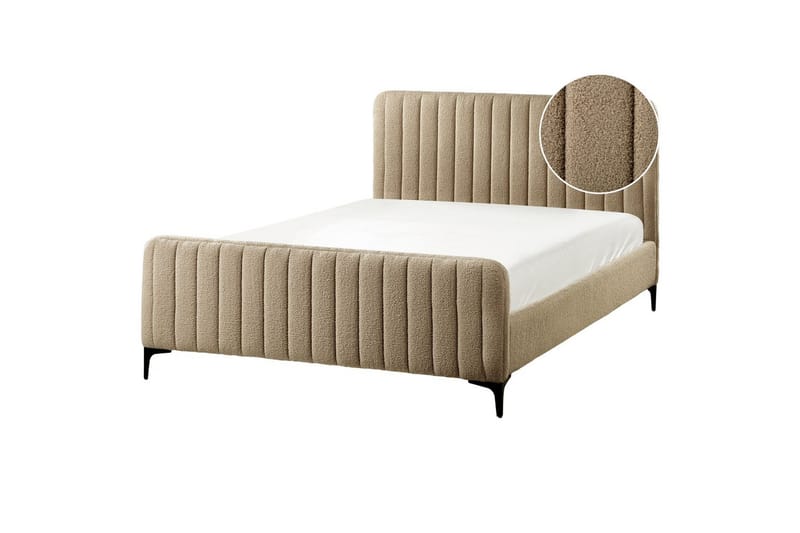 Säng med lamellram Lunan, Taupe, svart/Bouclé, 140x200 cm