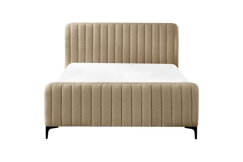Säng med lamellram Lunan - Taupe, svart/Bouclé, 140x200 cm - Möbler - Sovrum - Sängram & sängstomme
