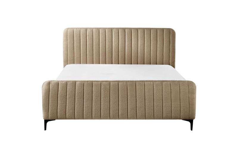 Säng med lamellram Lunan - Taupe, svart/Bouclé, 160x200 cm - Möbler - Sovrum - Sängram & sängstomme