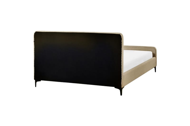 Säng med lamellram Lunan - Taupe, svart/Bouclé, 160x200 cm - Möbler - Sovrum - Sängram & sängstomme