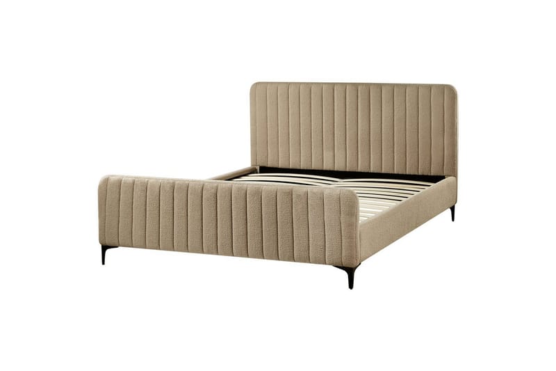 Säng med lamellram Lunan - Taupe, svart/Bouclé, 160x200 cm - Möbler - Sovrum - Sängram & sängstomme